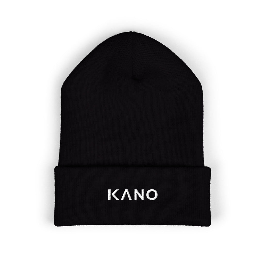 Embroidered KANO Classic Cuffed Beanie — Retro Neon Logo Knit Hat
