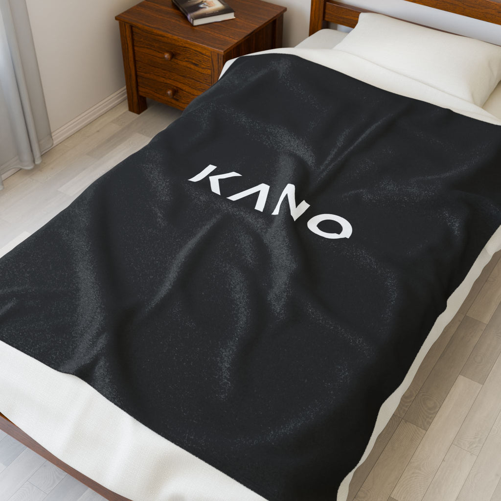 KANO Logo Velveteen Plush Blanket — Soft Cozy Throw for Living Room & Travel