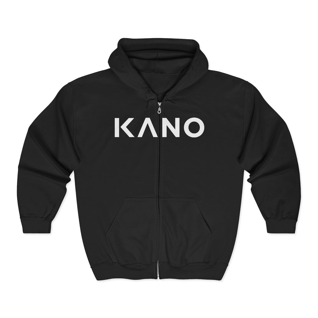 Kano Logo Zip Hoodie — Retro Neon Gamer Full-Zip Sweatshirt